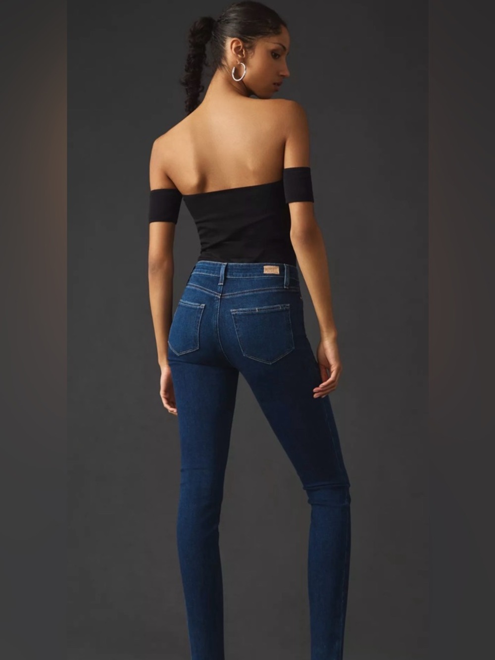 PAIGE Hoxton Ankle High-Rise Slim Jeans in Dark Blue Denim - Picture 3 of 8